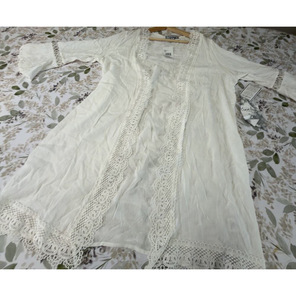 Crave Fame by Almost Famous Cream Lace Kimono Jacket Bell Sleeve Size L NWT - Picture 2 of 11